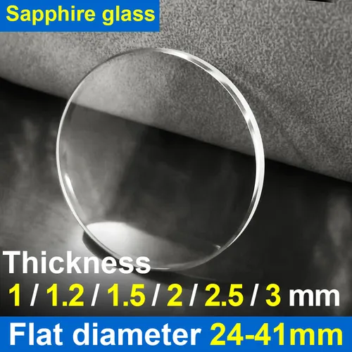Imagen 1 del producto Cristal de zafiro plano grueso 1,0/1,2/1,5/2,0/2,5/3,0mm, diámetro 24 - 41mm piezas de reloj de cristal Mineral transparente