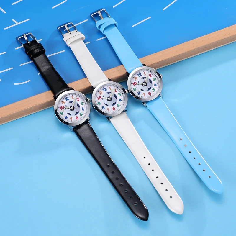 boys Children's watch football leather Smart watch child Watches for children soccer cool Luminous hands Children's wrist watch