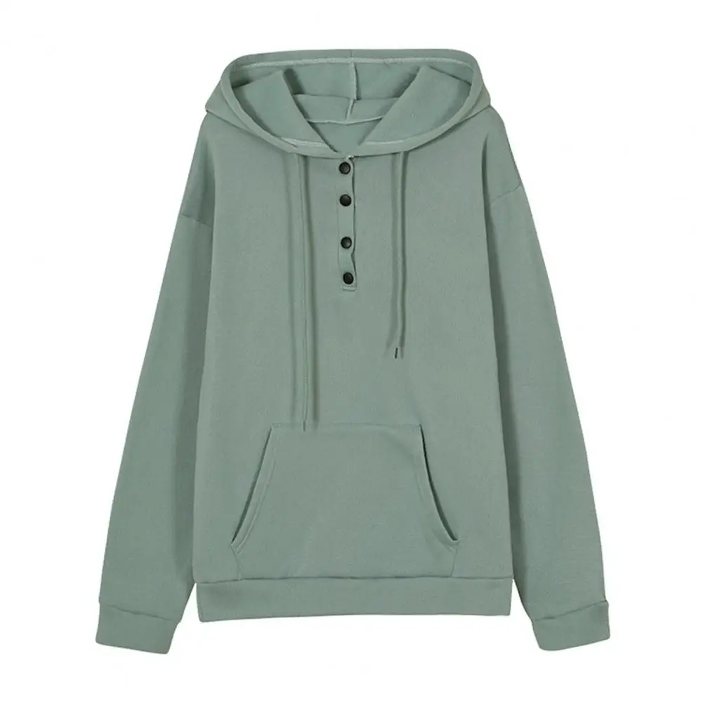 Hoodie de manga comprida feminino, pulôver solto com cordão, top casual quente, punho elástico, senhora, outono, inverno