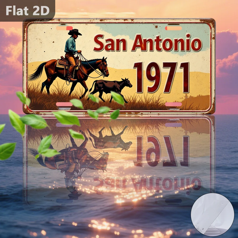 2D Flat - 【2D Flat】 2D Flat - [2D Flat] A Vintage Tin Sign Featuring a 2D Printed Design, Measuring 12 Inches by 5.9 Inches, Sho
