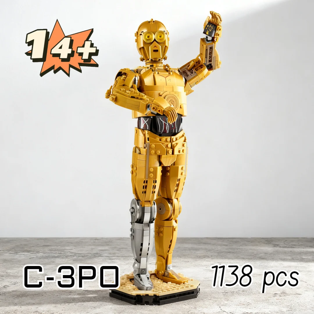 1138pcs Hot Toy UCS Star Battle C 3PO Robot 75398 Union Assemble Puzzle Building Block Puzzle Model For Birthday Christmas Gift