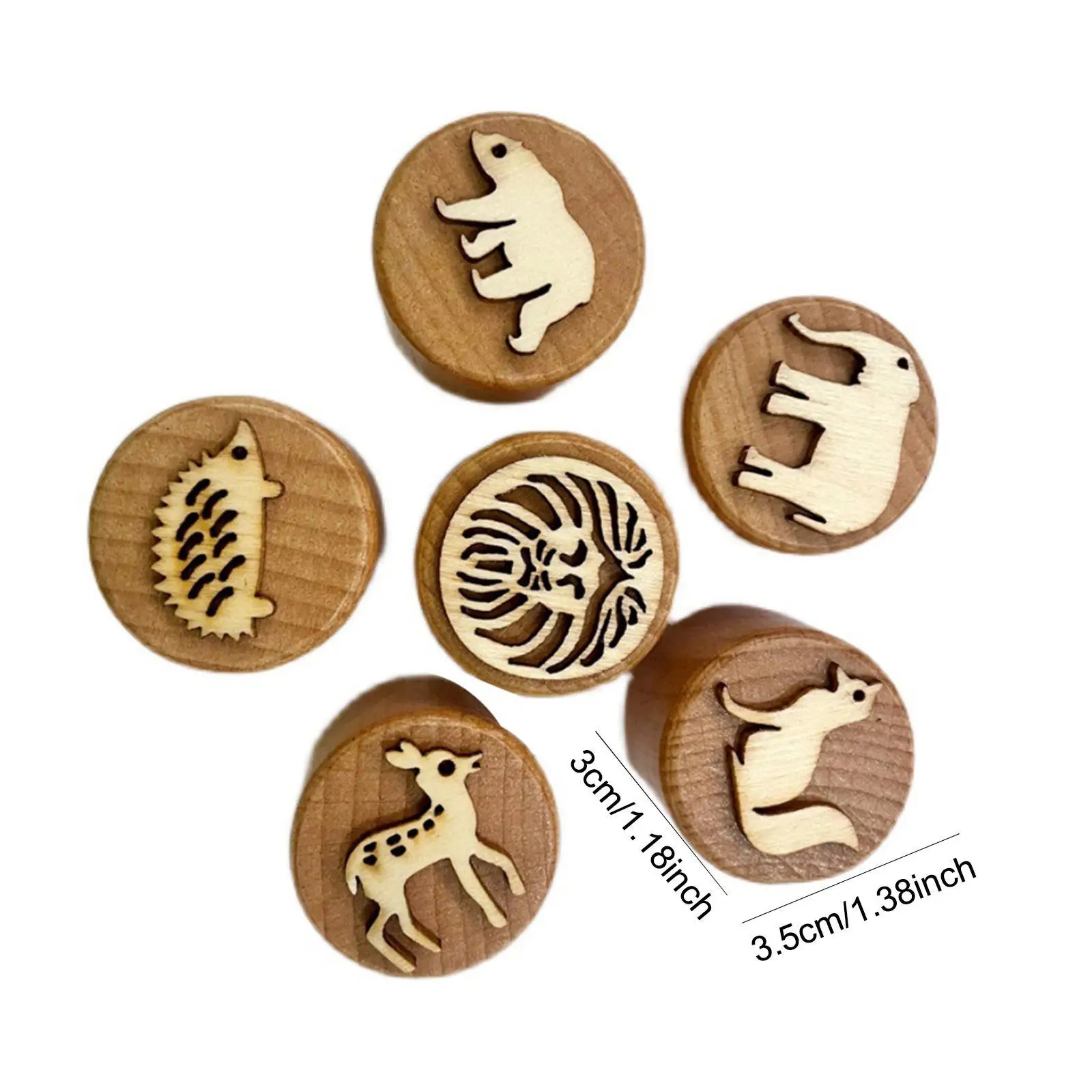 6Pcs Wooden Stamps for Kids DIY Craft Children Decorations Pottery Tools