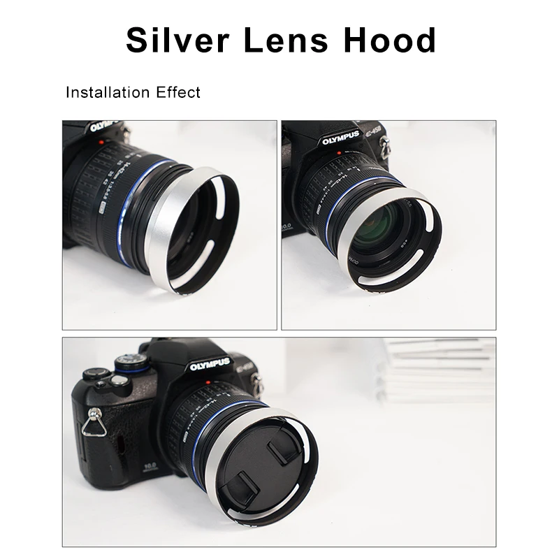 Lens Hood Hollow Lens Hood Light Shadow Metal Screw In Mount Lens Hood fuji sony nikon 37/39/40.5/46/49/52/55/58/67mm Lens Cap