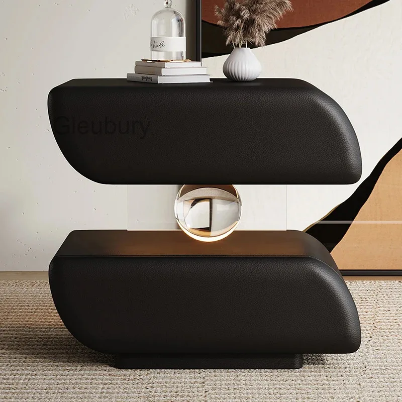 Mesitas de noche nórdicas, elegantes, de color crema, con diseño moderno y de alta calidad, ideales para dormitorios. Muebles creativos para dormitorios.