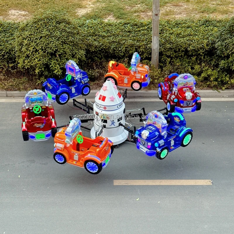 Mini Carousel Amusement Ride, Indoor Outdoor Rotating Plane, Kids Aircraft with Lighting and Music, Carnival Equipment