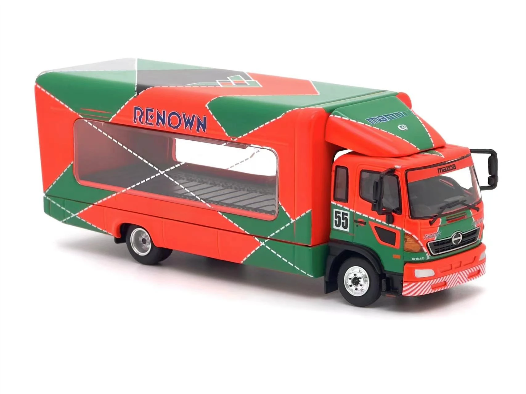 **Preorder**Unique Model 1:64 HINO Ranger 500 Outriggers Raised Truck Orange Green Model Car