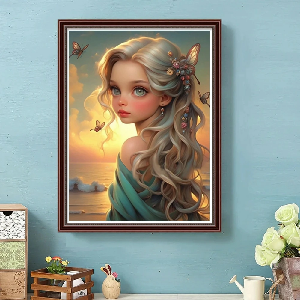 Fantasy Angel Elf 5D DIY AB Diamond Painting Big Eyes Cartoon Girl Mosaic Cross Stitch Rhinestones Handcraft Art Home Decor Gift