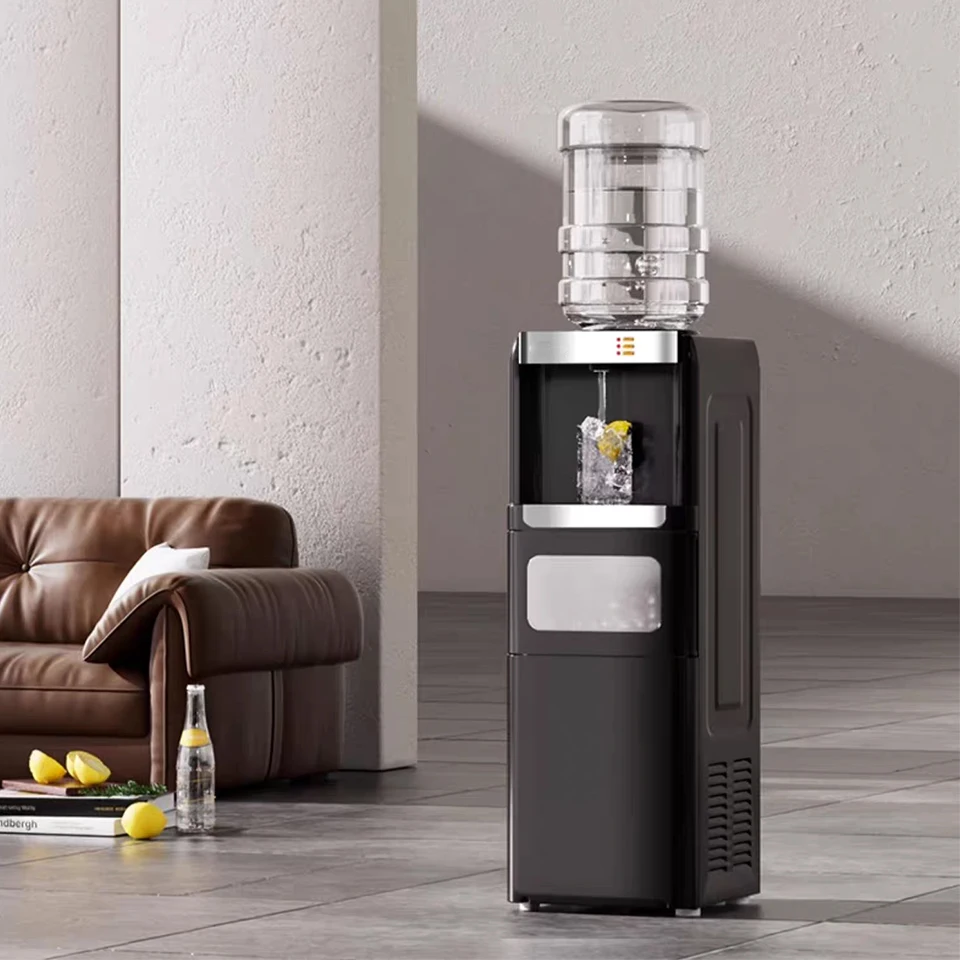 

HZB20-YLR Vertical Free Standing Ice Maker Machine With Hot Water&Cold Water Dispenser Function Build-in Bottled Feed