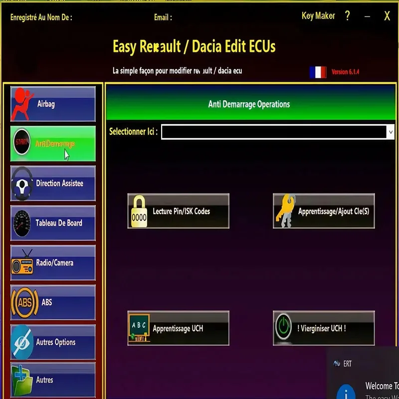 2025 برنامج Easy Ren/ault 6.1.4 لمبرمج Renault ECU وسادة هوائية شفافة ومفاتيح بطاقة UCH Cleaner WORK مع OBDLink Renolink