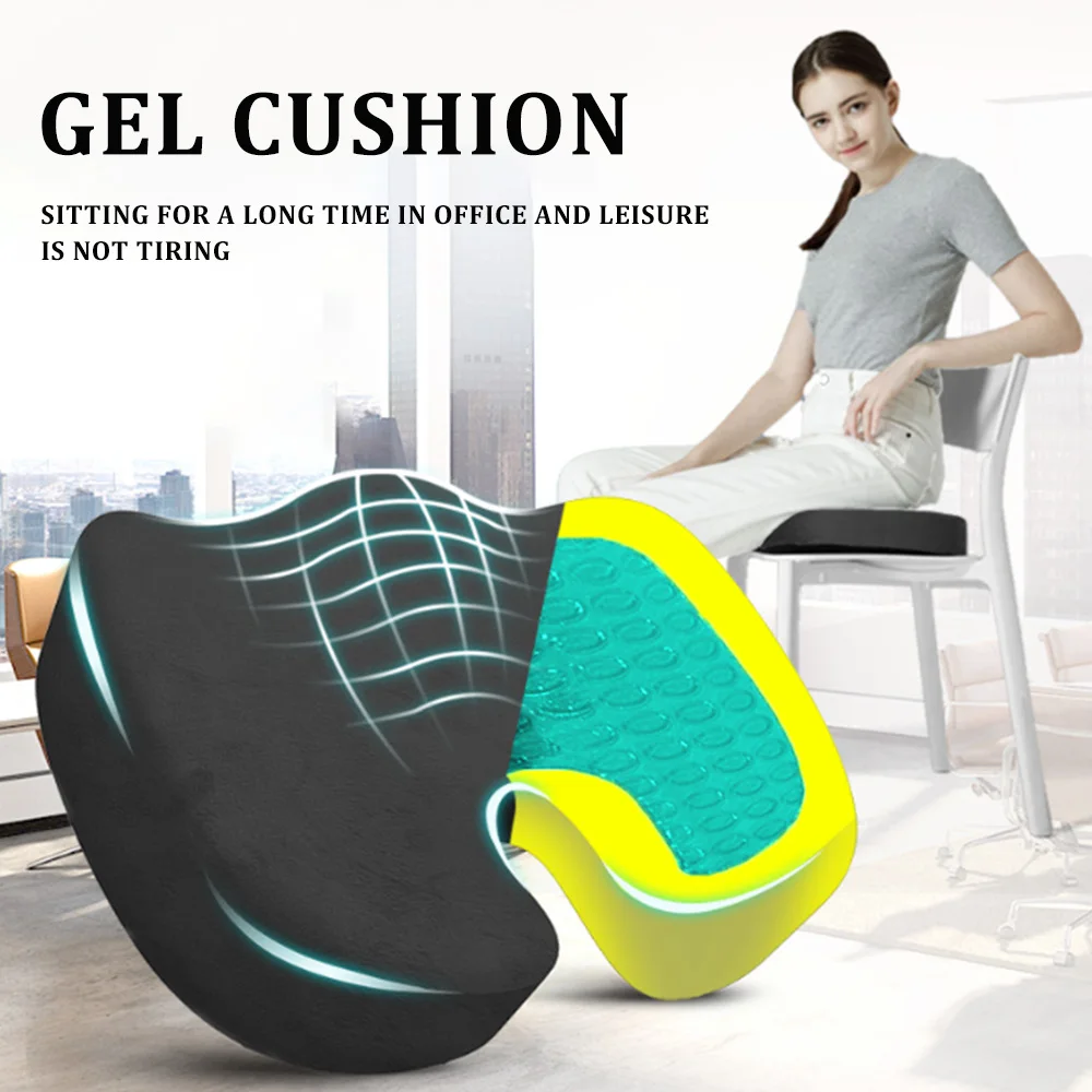 

New Gel Enhanced Seat Cushion Non-Slip Orthopedic Gel & Memory Foam Coccyx Protect Cushion for Office Chair Car Seat Cushion