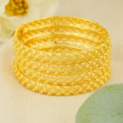 Dubai Snake Flower Fashion 24K Gold Plated Indian and African Copper Bracelet Charming Wedding Jewelry Luxury
