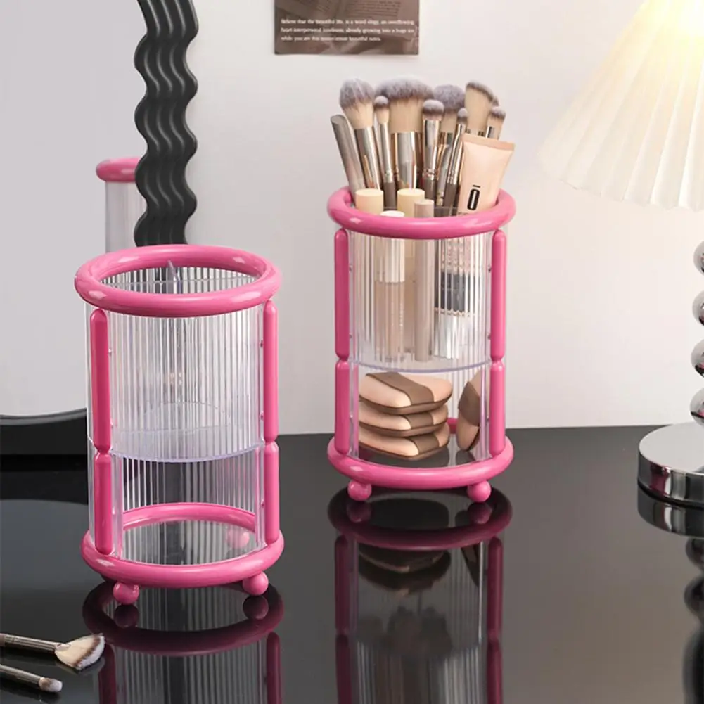 Soporte para brochas de maquillaje, lápiz labial de escritorio, organizador de lápices de cejas, taza para brochas cosméticas de 2 niveles para organización de tocador