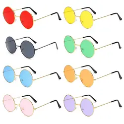 Fashion Vintage Round Sunglasses Women UV400 Sun Glasses Colorful Round-frame Glasses Female Male Metal Mirror Oculos De Sol