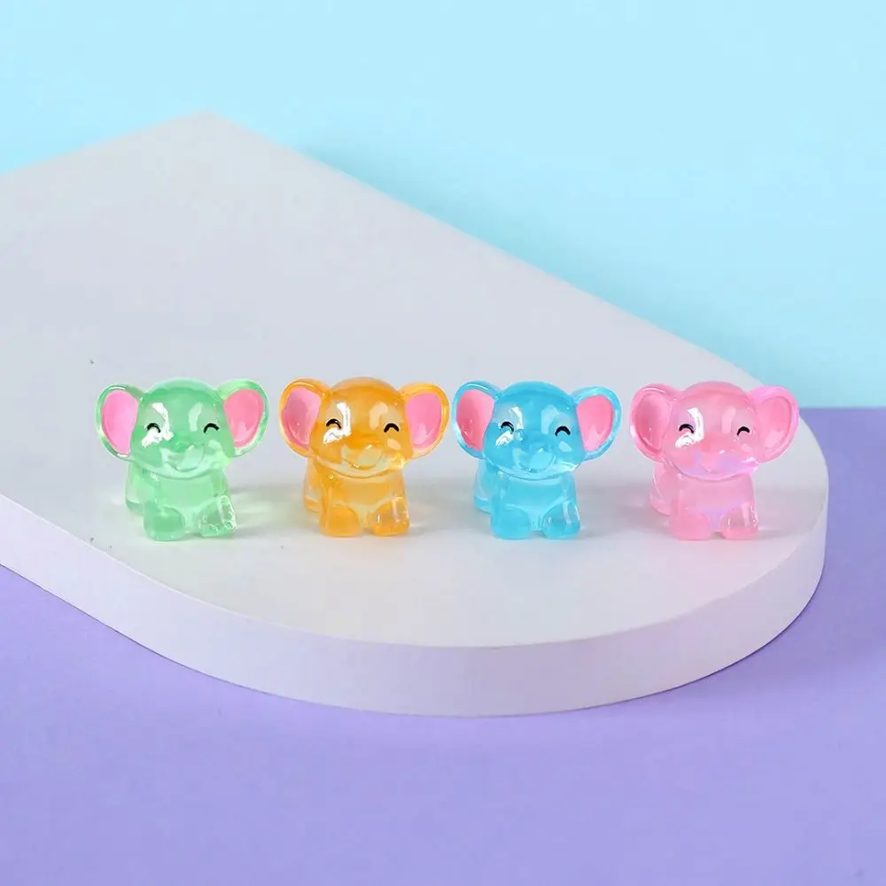 4-color Handicraft Luminous Mini Elephants Cute 3D Elephants Resin Ornaments DIY Elephants Micro Landscape Jewelry Accessories