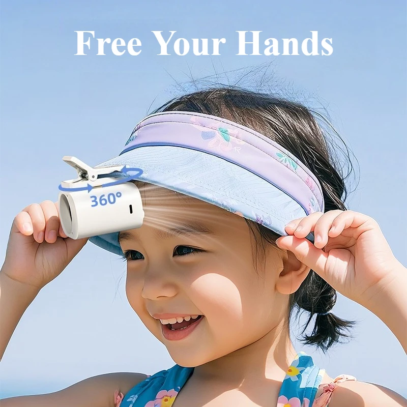 مروحة بمشبك سيارة محمولة 360 درجة °   مروحة خصر صغيرة قابلة للدوران 100 سرعة للرياح، مروحة USB قابلة لإعادة الشحن، منخفضة الضوضاء للمنزل والمكتب والرياضات الخارجية