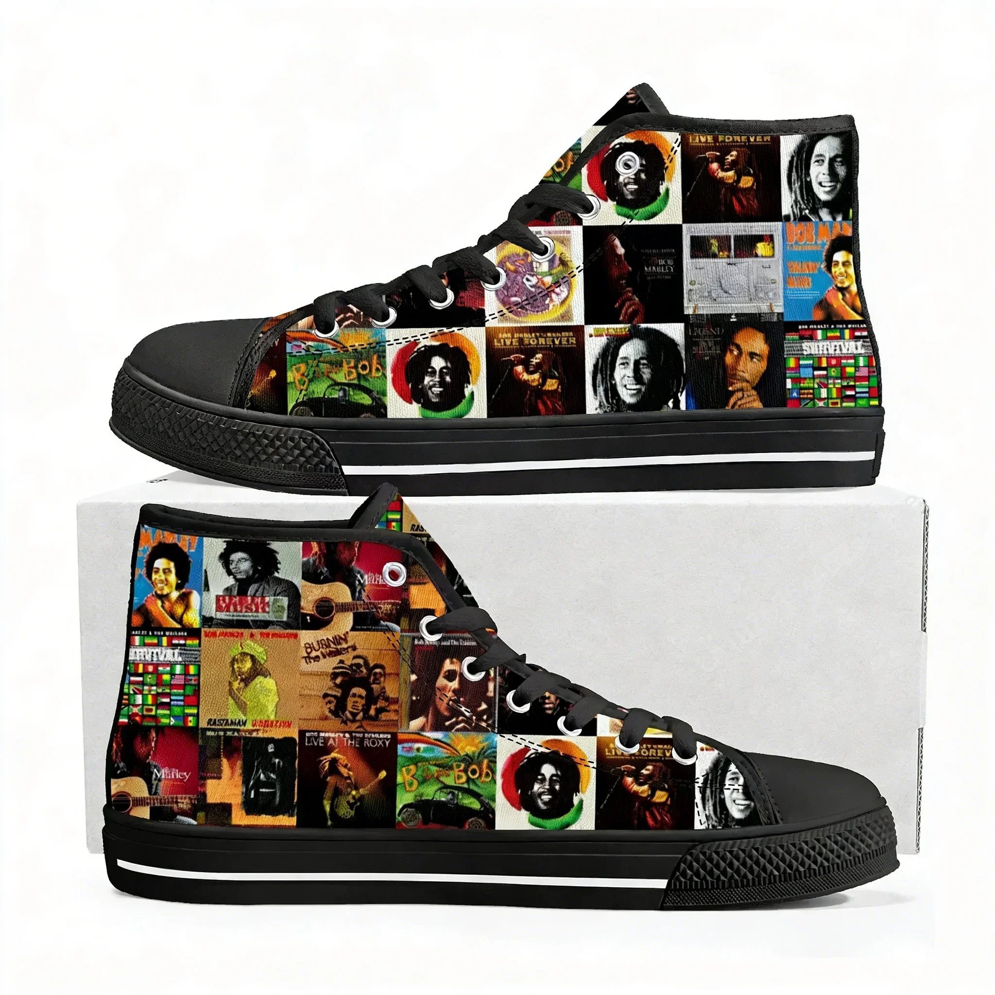 Legend Bob Marley Reggae Rasta High Top High Quality Sneakers Men Women Teenager Canvas Sneaker Casual Couple Shoes Custom Shoes
