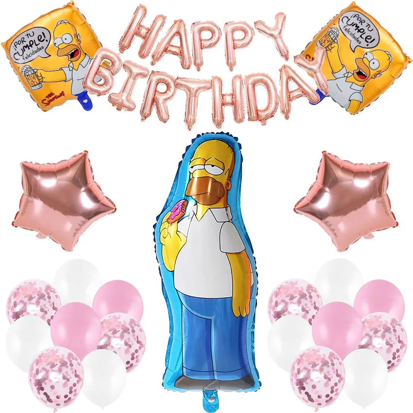 The Simpsonsing Family Story Happy Birthday Party Room Decoration Number Metallic Latex Balloon Baby Shower Photography Props