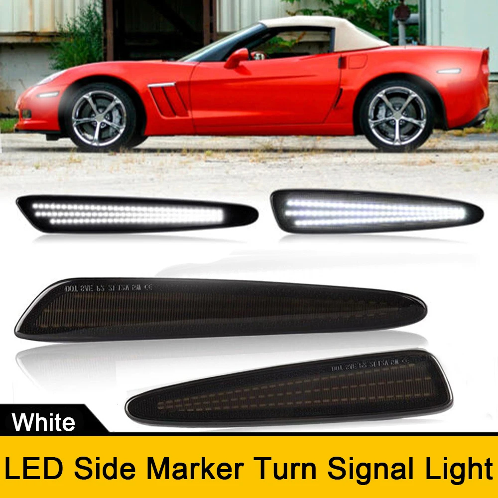 For Chevrolet Corvette C6 2005-2013 Front Rear LED White Side Marker Turn Signal Lights Canbus Car Indicator Lamp OEM#10440722