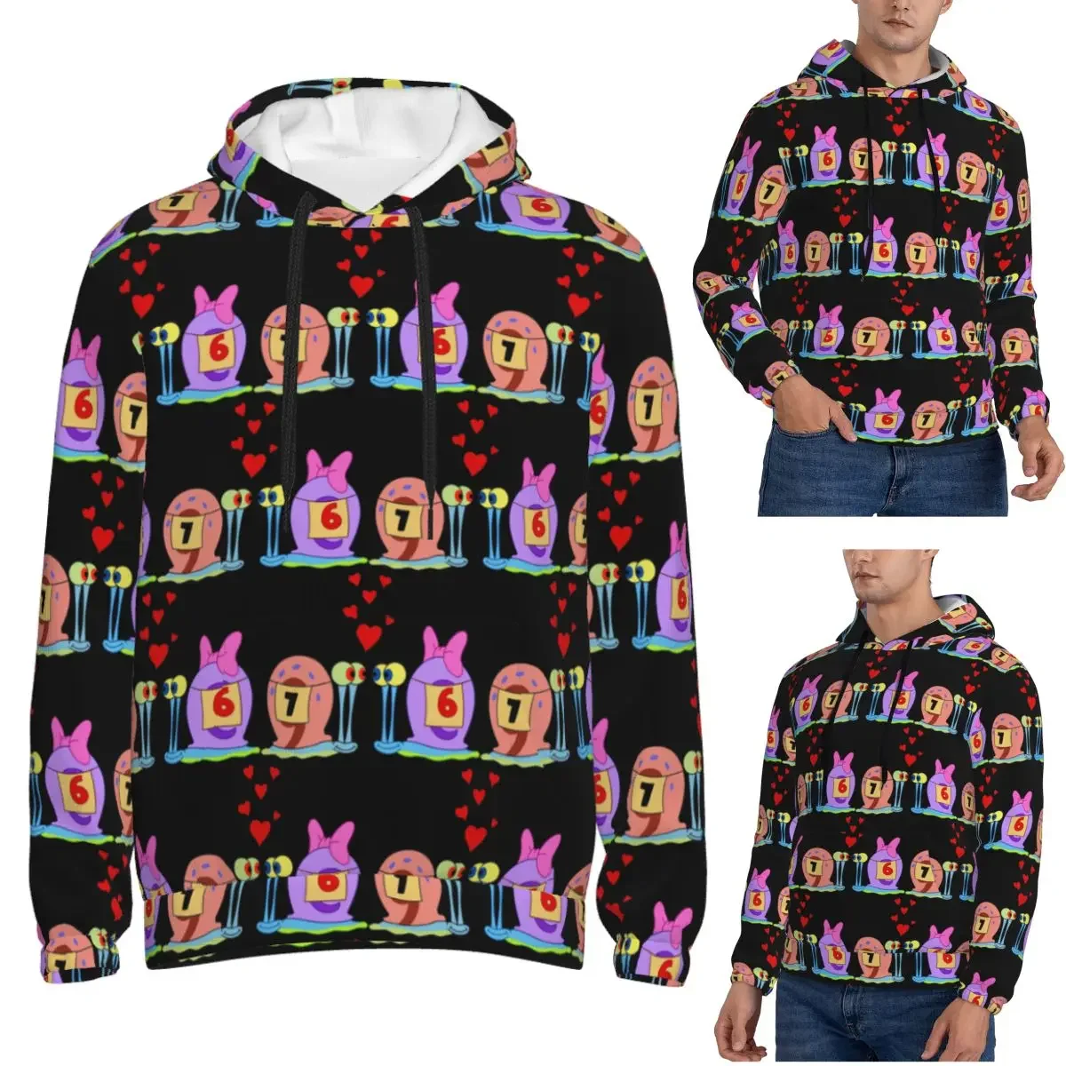 Gary The Snail In Love Hoodies Harajuku Pullover Autumn Winter Men's Women's Sweatshirt Long Sleeve Tops