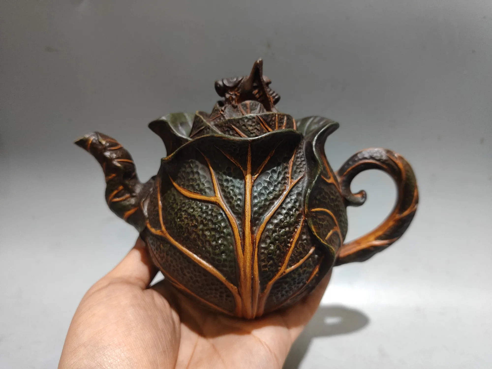 Purple Clay Pot Painted Cabbage shaped pot Hundred Wealth Pot Kettle Teapot Flagon