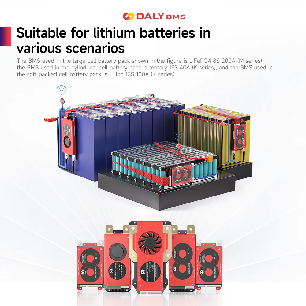 Daly Smart BMS 10s 36v 13S 14S 16S 48V Lifepo4 BMS 17S 20S 24S 40A 60A 100A 150A 200A Lifepo4 Li-Ion 18650 Batterie