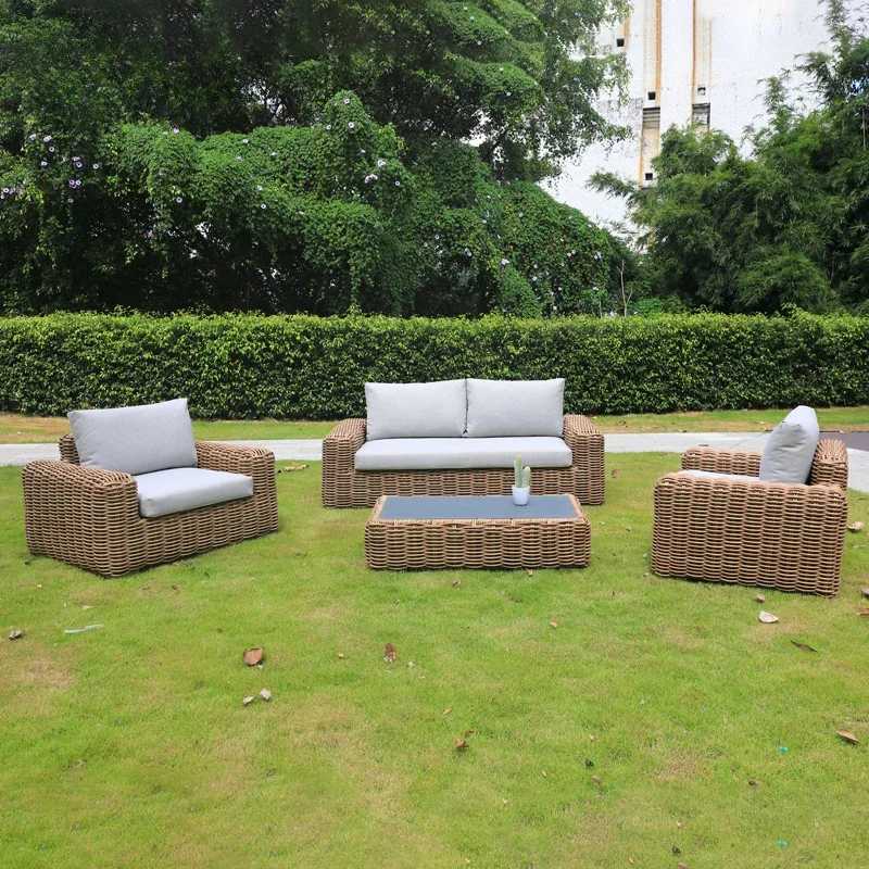 

L # Garden Outdoor Furniture Simple Sofa Chair Leisure Patio Wicker Chair Sofa Set Rattan Bed Outdoor Sofa