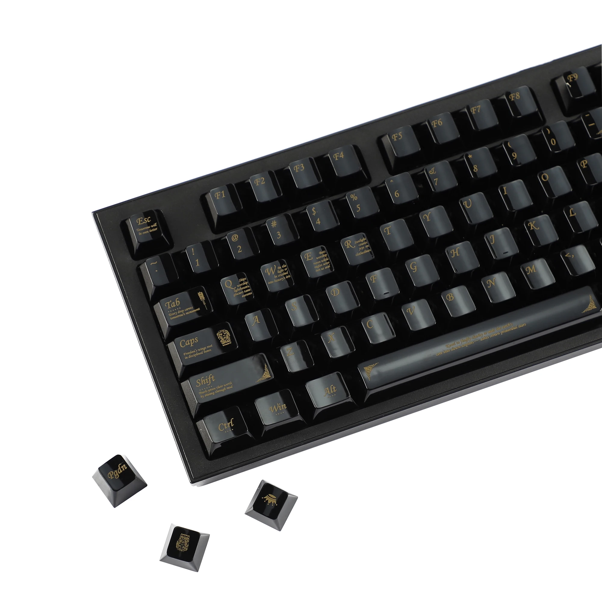 YMDK White Black Ceramic Feel 115 Keys Cherry Profile PC Spray Paint Keycaps for 61/64/68/87/100/104/108 MX Mechanical Keyboards