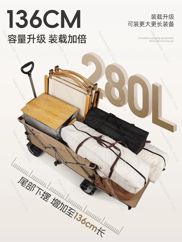 Camping Folding Trolley Outdoor Trailer Table Board Oversized Camp Trolley