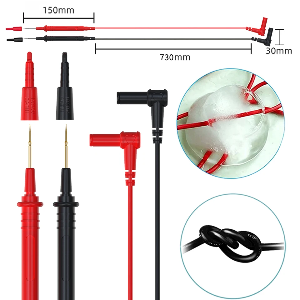 BSIDE Ultra-Sharp Multimeter Probe Test Leads Alligator Clip Wire High Quality Insulated Line DIY Tester Cable General purpose