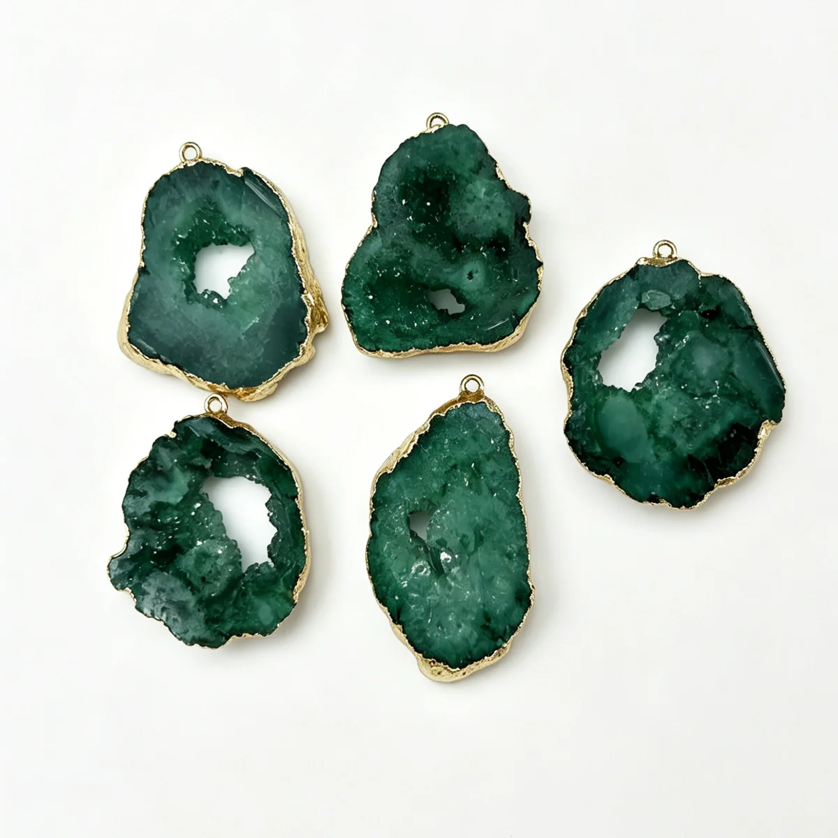 DIY Necklace Pendant Natural Stone Golden-Edge Irregular Pendant 35-40mm for Jewelry Making DIY Bracelet Earrings Accessory
