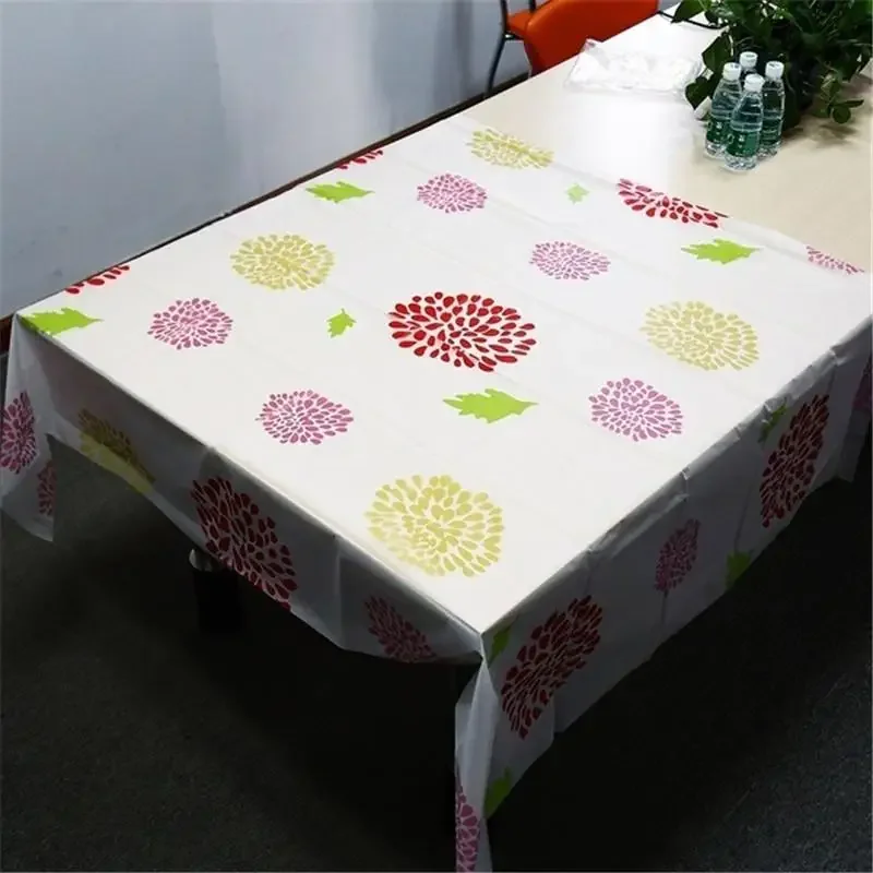 Home Camping Table Cloth Frosted Transparent Waterproof Foral Print Oil Dust PVC Wallpaper Party