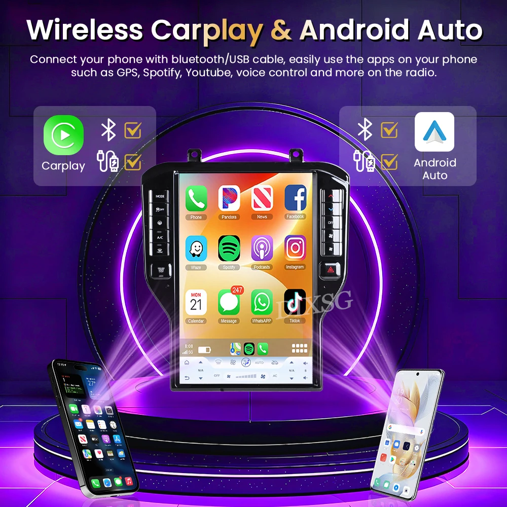 14.5' Android15 Wireless Carplay For Ford Mustang GT 2015-2021 Upgrade Stereo Tesla Screen Car Multimedia Player 4G BT Head Unit