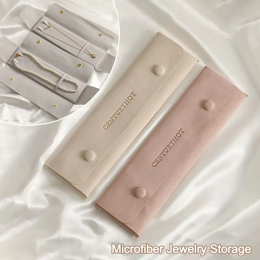 

Fashionable Microfiber Jewelry Storage Foldable Portable Necklace Bracelet Pedant Display Exquisite Snap Closure Bag