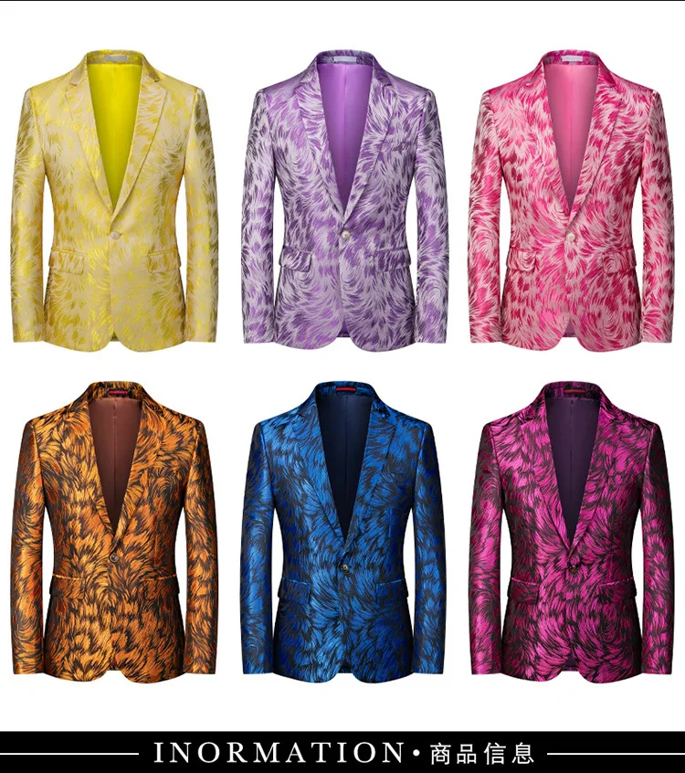 Europe and America New Four Seasons Men's Fashion Suit Personality Stage Performance Banquet Business Casual Small Suit.