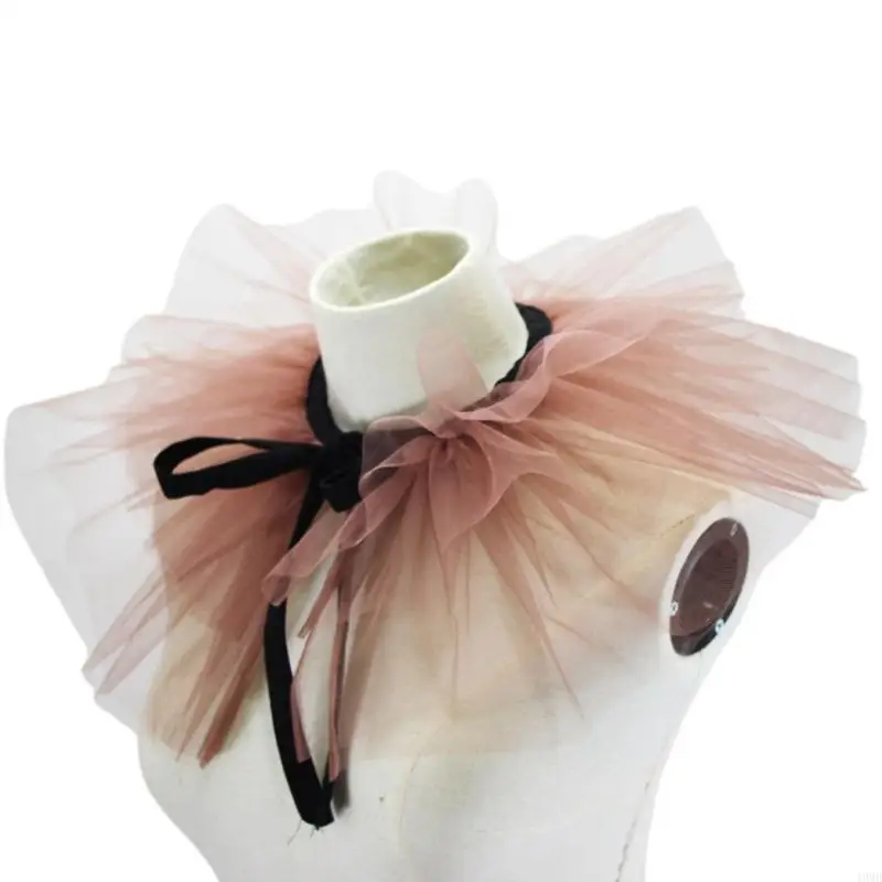 49md Femmes Vintage Mesh Neck Ruff Détachenable Collier à volants en tulle