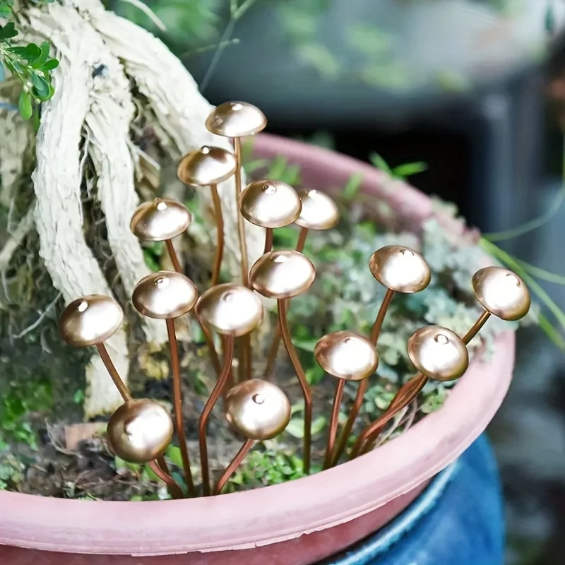 Charming Metal Mushroom Statue, For Bonsai & Potted Plants | For Garden Decor | Great Thanksgiving Gift, Mushroom Decor