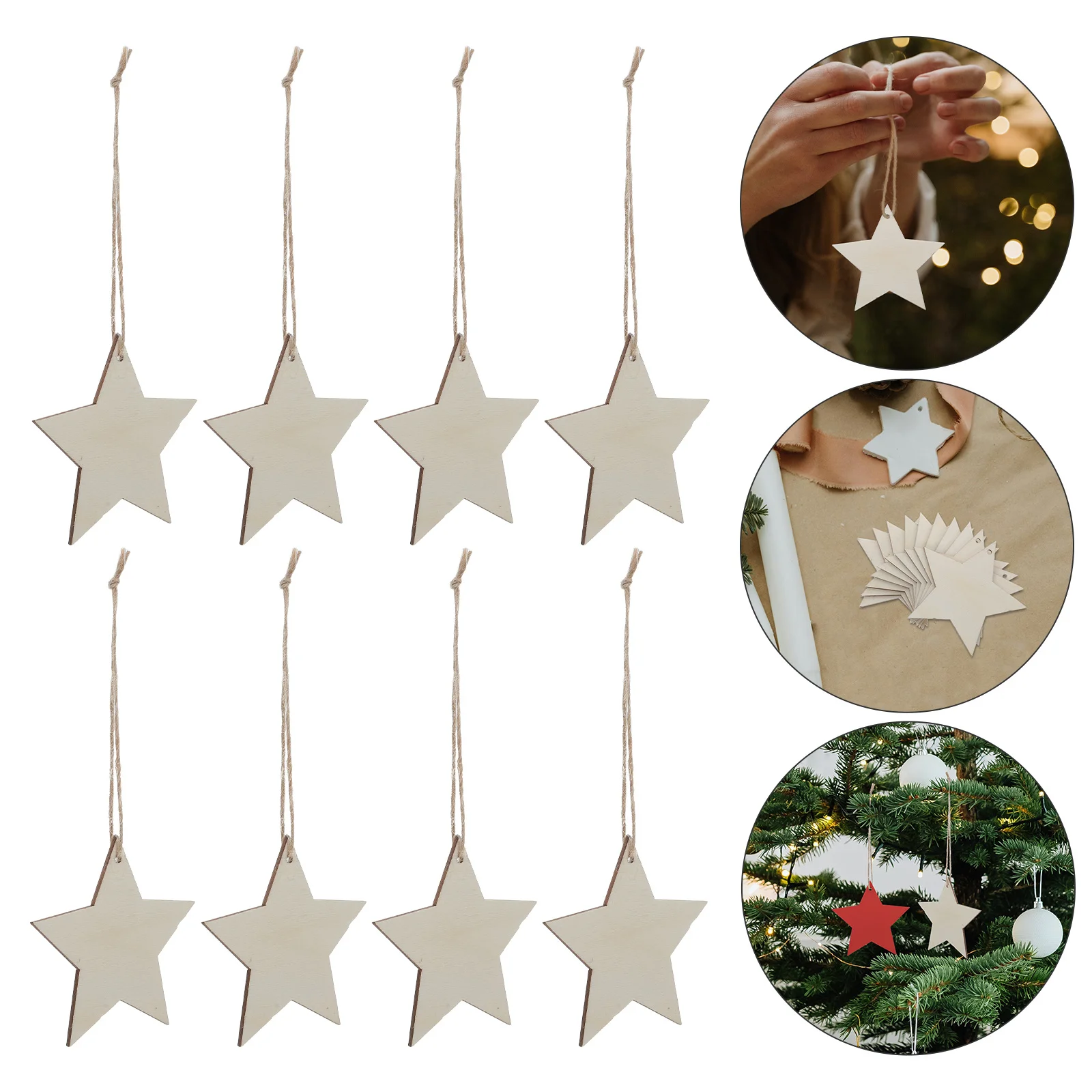 100 قطعة نجمة معلقة قلادة خشبية الخماسي الإبداعية شجرة عيد الميلاد نافذة الباب الحلي زينة عيد الميلاد DIY بها بنفسك لوازم #1