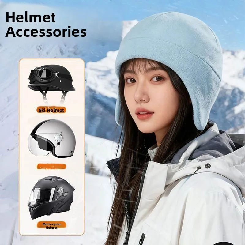 

Утепленная зимняя велосипедная шапка для женщин, защита от холода, внутренняя шапка под лыжный шлем, защита ушей, ветрозащитная