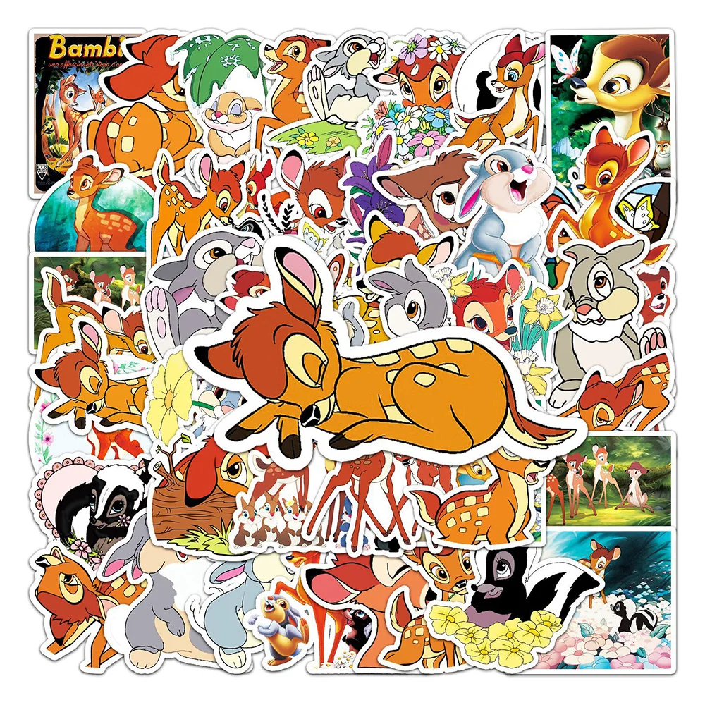 10/30/50PCS Disney Bambi Cartoon Stickers Kawaii Girls Kids Decal Toy Waterproof Graffiti Bike Car Stationery Decoration Sticker