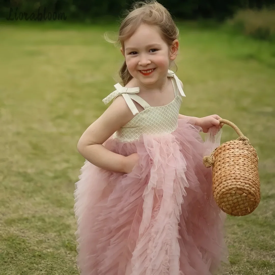 

Girls' Spaghetti Strap Tulle Gown Simple Elegant Evening Dress Everyday Sundress Exquisite Flower Girl Dress For Weddings