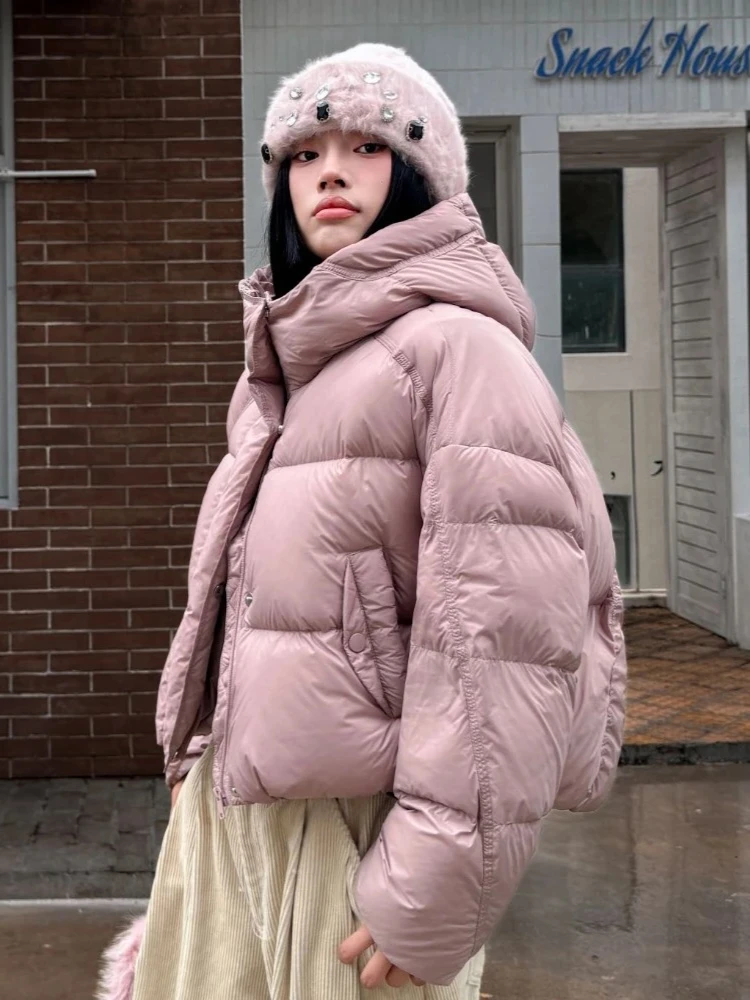 

2025 Women Design Thickened Warm Fluffy Puffer Jacket New Autumn Winter Top Clothes Female Casual Short Hooded Duck Down Coat