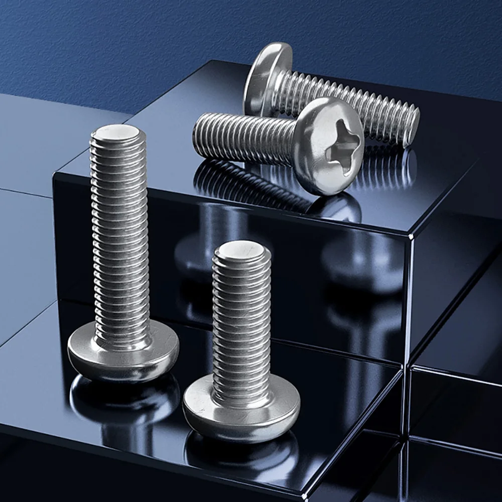 Anti Rust 304 Stainless Steel Phillips Button Pan Head Screw M2.5 M3 M3.5 Cross Recessed Mini Machinery Connecting Bolt
