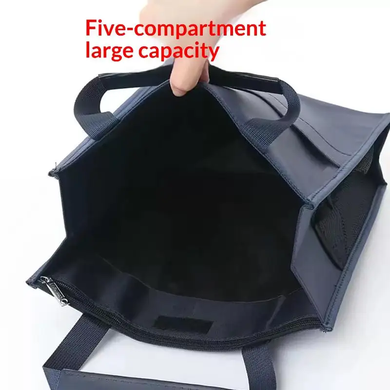 Oxford Cloth Waterproof Briefcase Zippered Document Bag 14x11x4 Inch With Handle