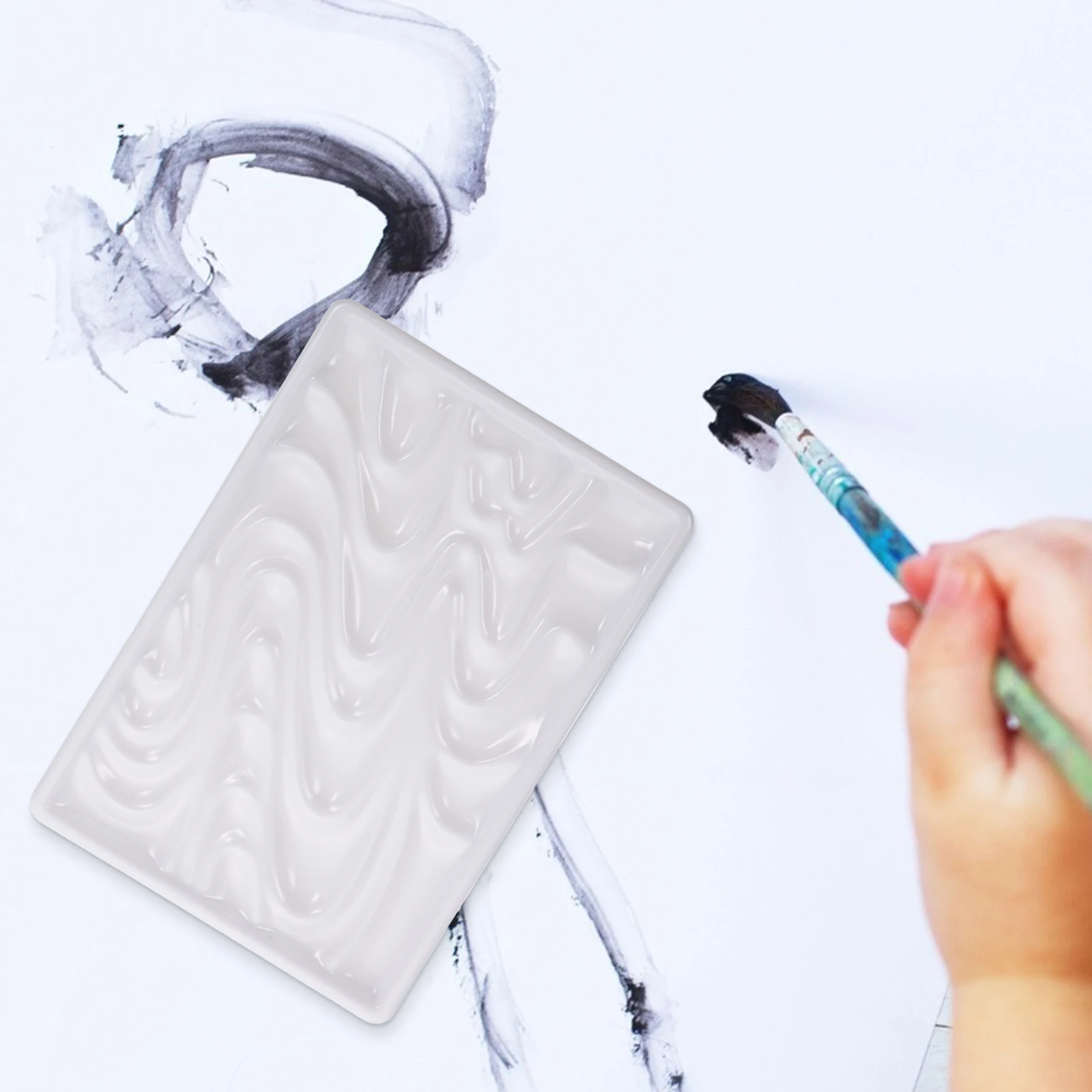 

Wave Palette Stackable Tray Watercolor Mixing Square Rectangular Paint Trays Lightweight Portable Painting Color Mixing Tray