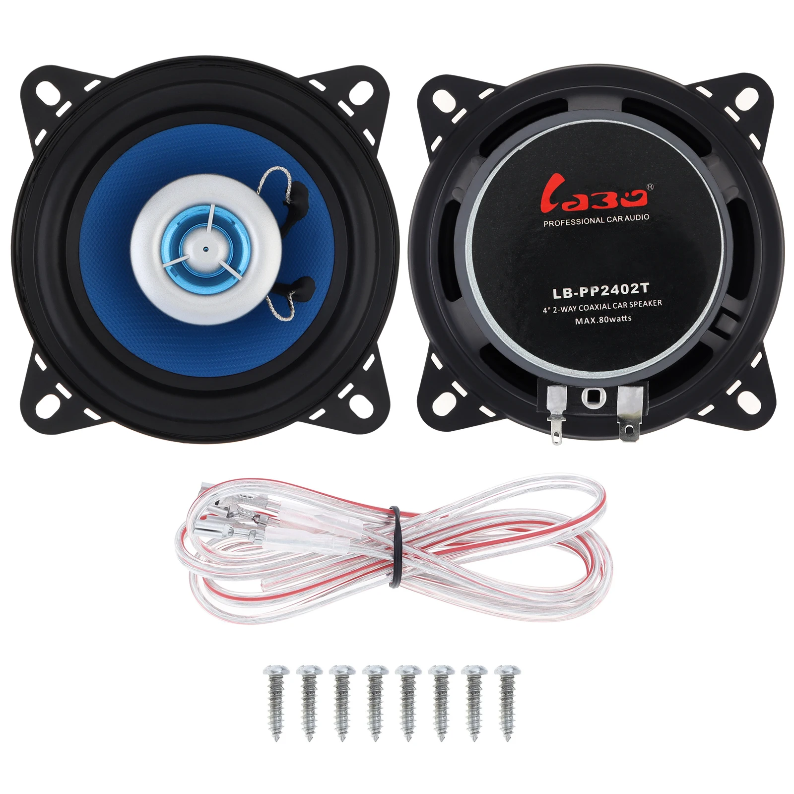 LABO 2pcs 4 Inch 80W car subwoofer Speaker Car audio bass sound Automobile Loudspeaker Coaxial Auto speaker for car stereo