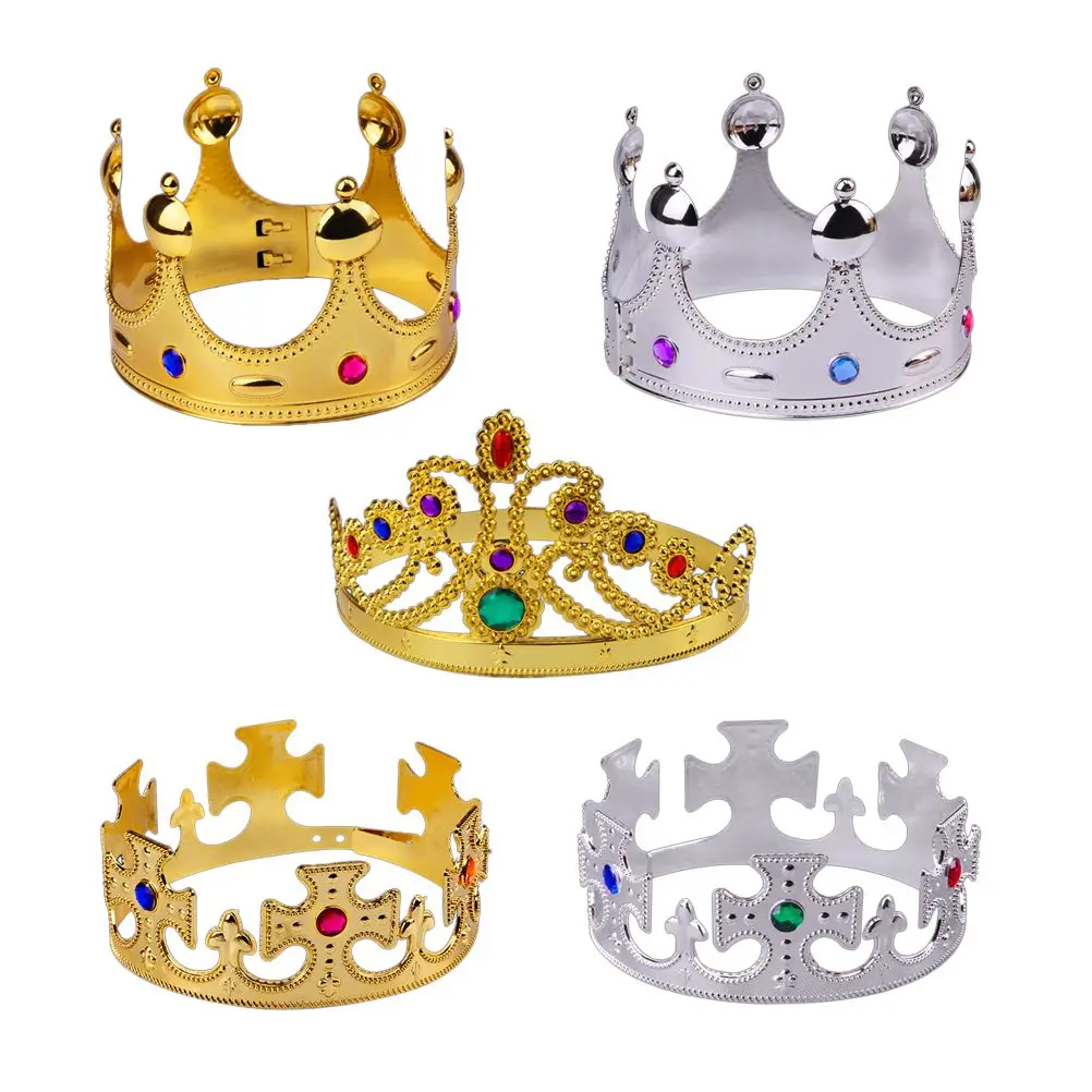 

2 Pcs Halloween Party King Crown The Royal Medieval Clothing Golden Costumes