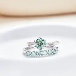 GRA Real Moissanite Diamond Solitaire Stackable Rings set for Women 925 Sterling Silver Wedding Band Trendy Fashion Fine Jewelry