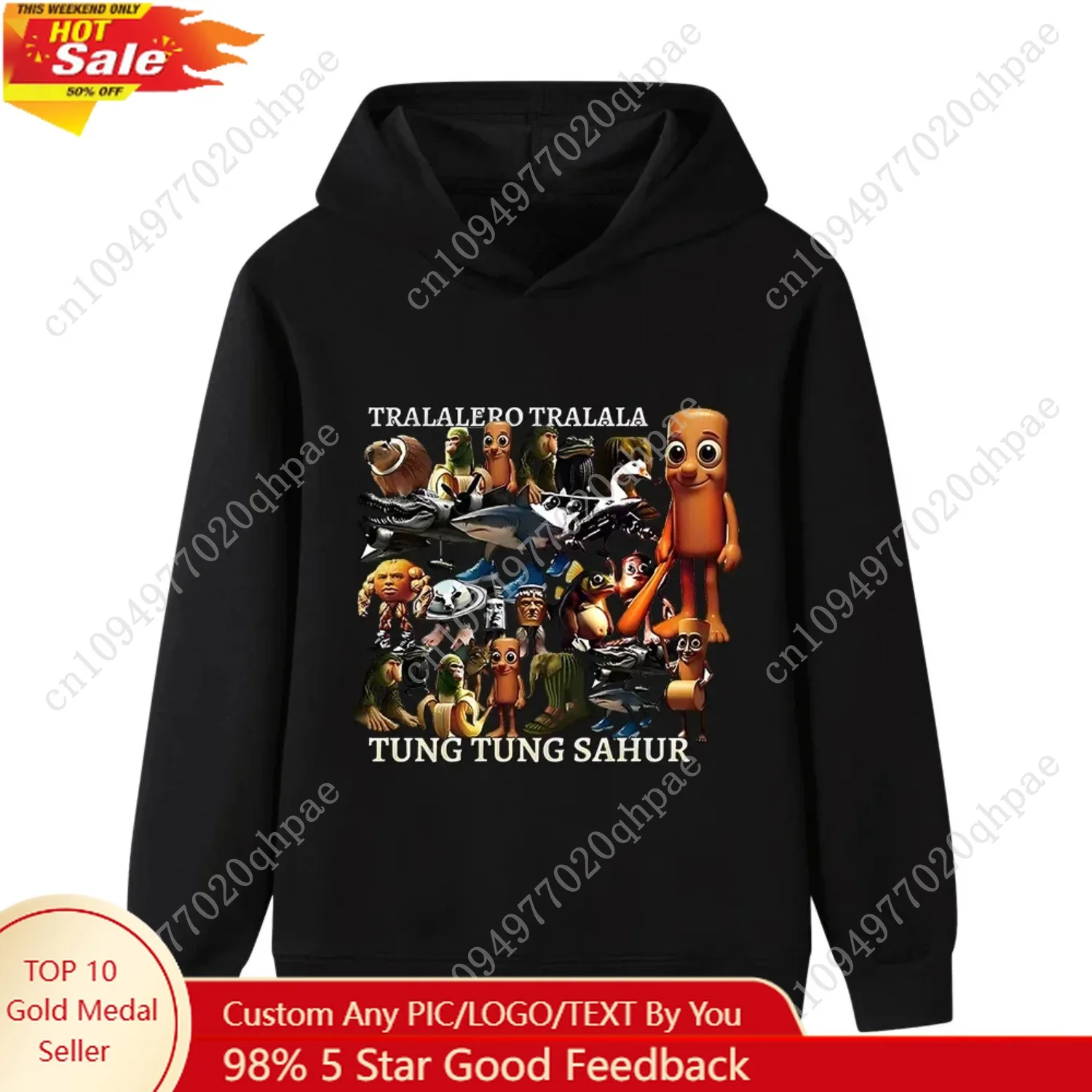 

Children's Italian Brainrot Animal Fun Print Children's Sweatshirt Autumn Outdoor Fashion Boys Girls Hooded Pullover