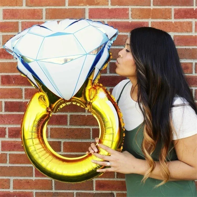 1PC Big Gold Diamond Ring Foil Balloons Bride to Be Balloon Bridal Shower Wedding Engagement Valentine's Day Decoration view 2