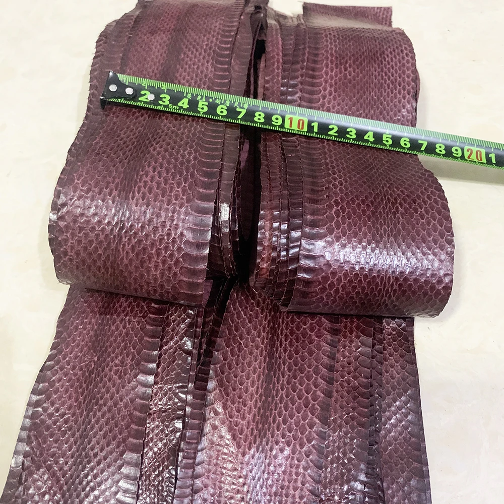 Wine red snake skin Genuine Snake Leather For DIY Handmade Watch strap Snake Leather Solid color snake skin Leather